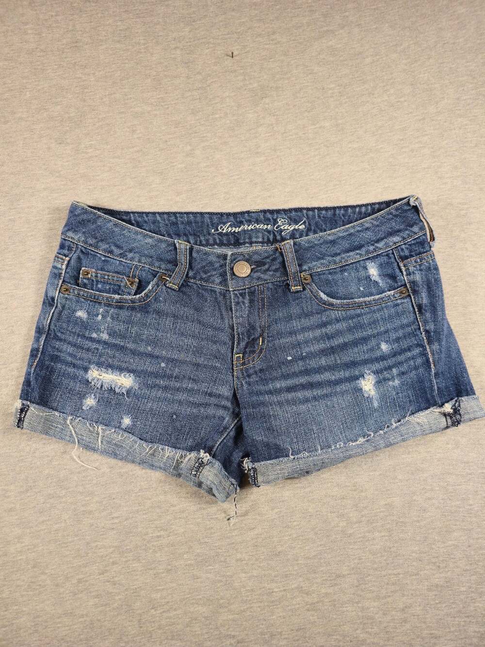 American Eagle Women's Distressed Paint Splatter Cuffed Denim Jean Shorts Size 4
